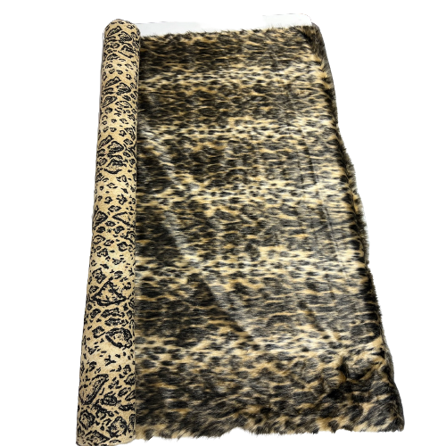 Tela de piel sintética con estampado de leopardo marrón moca salvaje