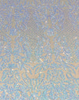 Pearl Blue Iridescent Luna Stretch Sequins Lace Fabric - Fashion Fabrics LLC
