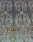 Pearl Blue Black Mesh Iridescent Luna Stretch Sequins Lace Fabric - Fashion Fabrics LLC