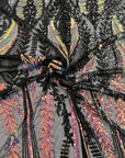 Arc-en-ciel irisé | Tissu dentelle à paillettes damassé noir Alina