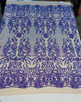 Pearl Blue Iridescent Luna Stretch Sequins Lace Fabric - Fashion Fabrics LLC