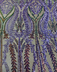 Arcoiris iridiscente | Tela de encaje de lentejuelas damasco Alina lavanda