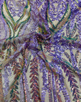 Arc-en-ciel irisé | Tissu en dentelle à paillettes damassées Alina lavande