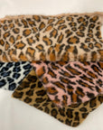 Brown Minky Leopard Faux Fur Fabric - Fashion Fabrics Los Angeles 