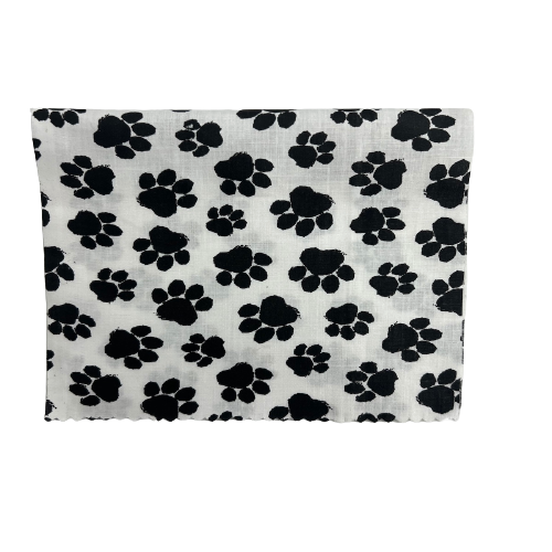 White Puppy Paw Print Print Poly Cotton Fabric