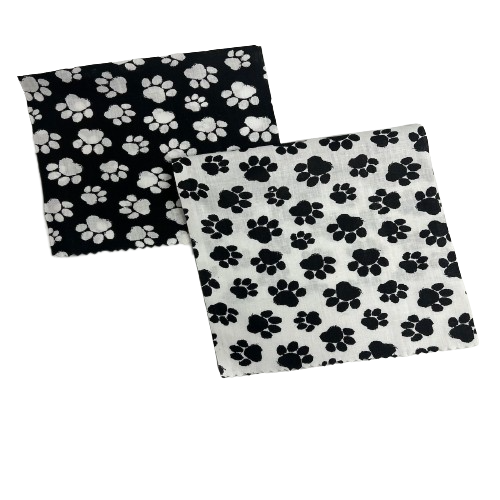 Black Puppy Paw Print Print Poly Cotton Fabric