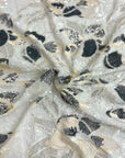 Tissu blanc à paillettes florales Giselle multicolore