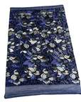 Tela de lentejuelas florales multicolor Giselle azul marino