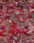 Tissu à paillettes florales multicolores Fuchsia Giselle