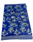 Tissu Giselle bleu royal à paillettes florales multicolores