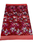 Tela de lentejuelas florales multicolor Giselle roja