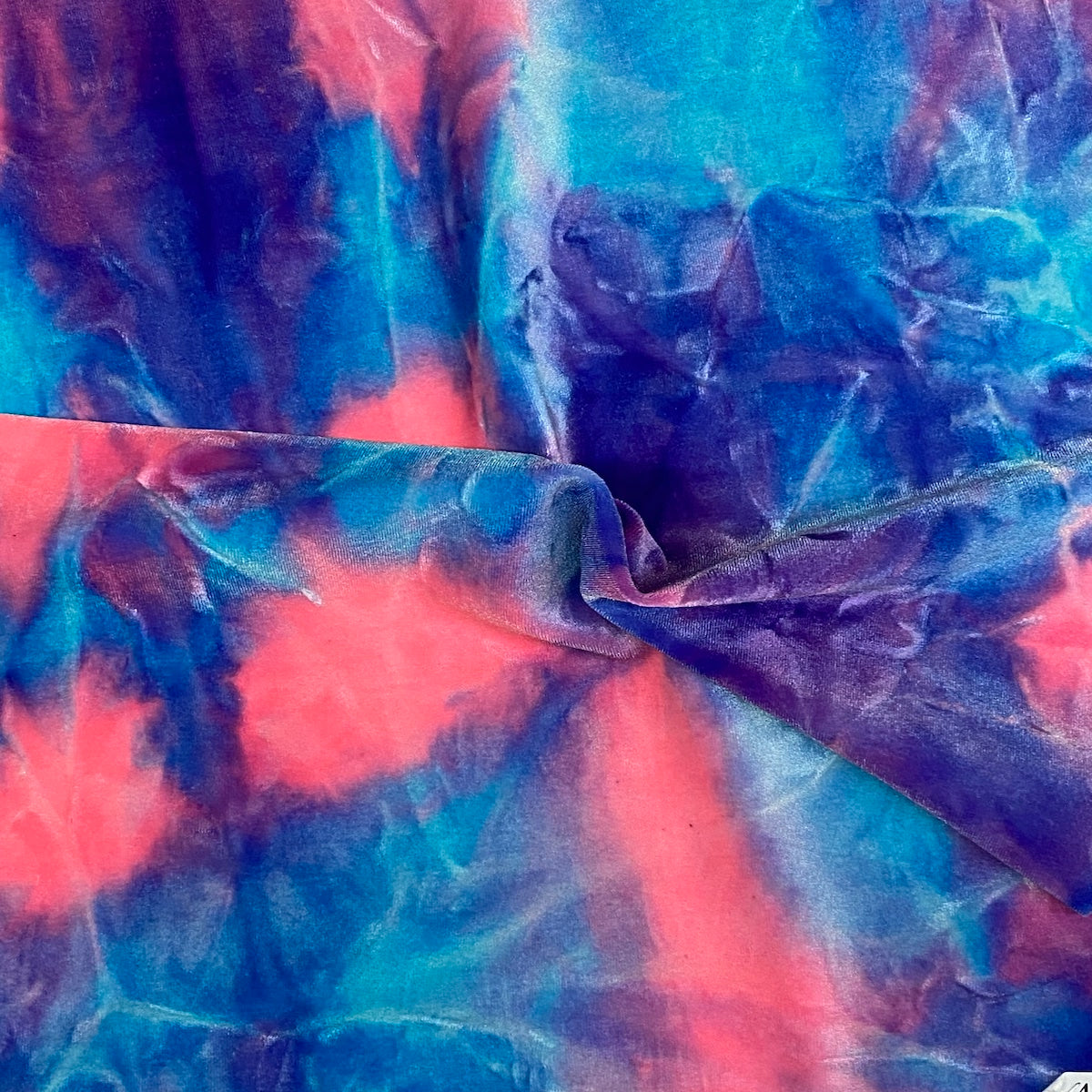Royal Blue Pink Tie Dye Stretch Velvet Fabric - Fashion Fabrics Los Angeles 