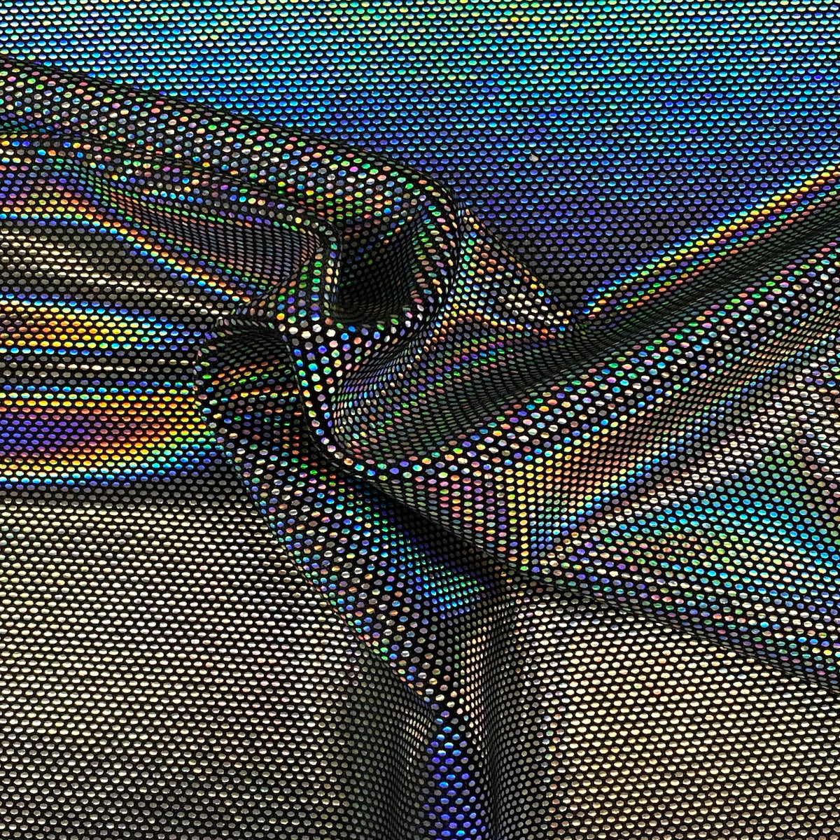 Black Silver Hologram Foil Dotted Stretch Velvet Fabric - Fashion Fabrics LLC