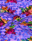 Tela de terciopelo elástico desgastado floral multicolor Bombay lavanda