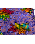 Tissu velours extensible dévoré floral multicolore Lavande Bombay
