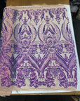 Lavender Iridescent | Nude Mesh Catina Sequins Lace Fabric - Fashion Fabrics LLC