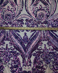 Lavender Iridescent | Nude Mesh Catina Sequins Lace Fabric - Fashion Fabrics LLC