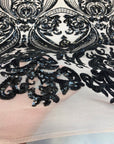 Black | Nude Mesh Catina Sequins Lace Fabric - Fashion Fabrics LLC
