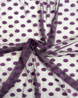 Plum Purple Flocked Polka Dot Mesh Fabric