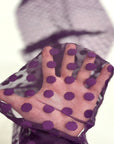 Tissu maille à pois floqué violet prune