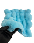Aqua Blue Ruched Chinchilla Stretch Faux Fur Fabric