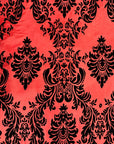 Rouge | Tissu Taffetas Velours Flocage Damassé Noir