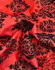Rouge | Tissu Taffetas Velours Flocage Damassé Noir