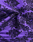 Violet | Tissu Taffetas Velours Flocage Damassé Noir