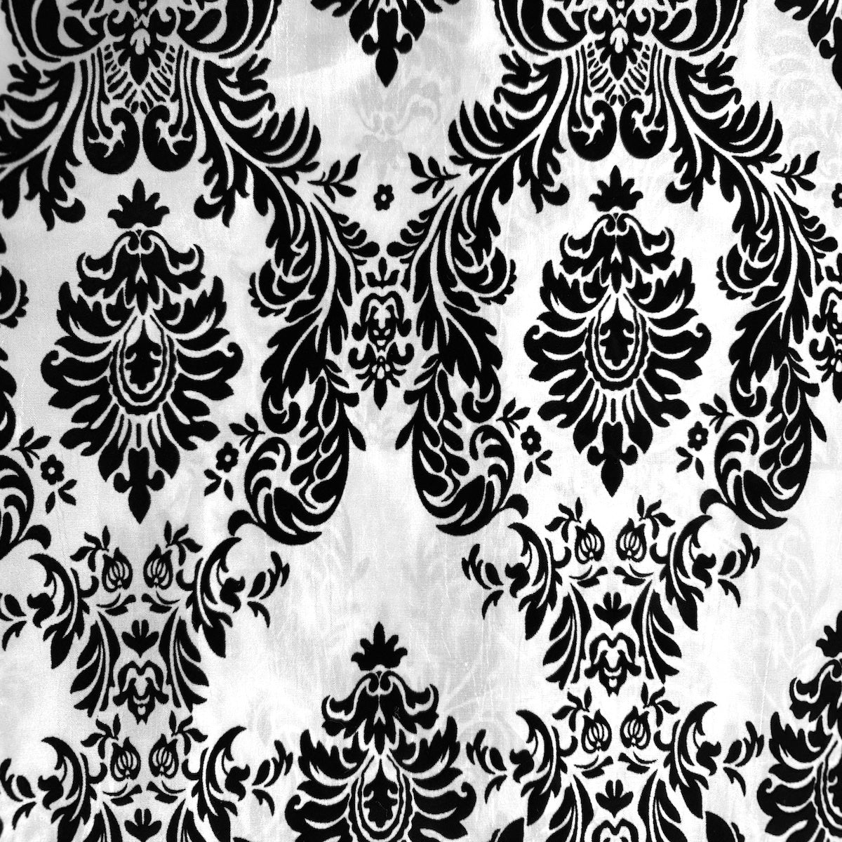 White | Black Damask Flocking Velvet Taffeta Fabric