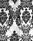 White | Black Damask Flocking Velvet Taffeta Fabric