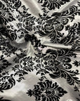 Silver | Black Damask Flocking Velvet Taffeta Fabric