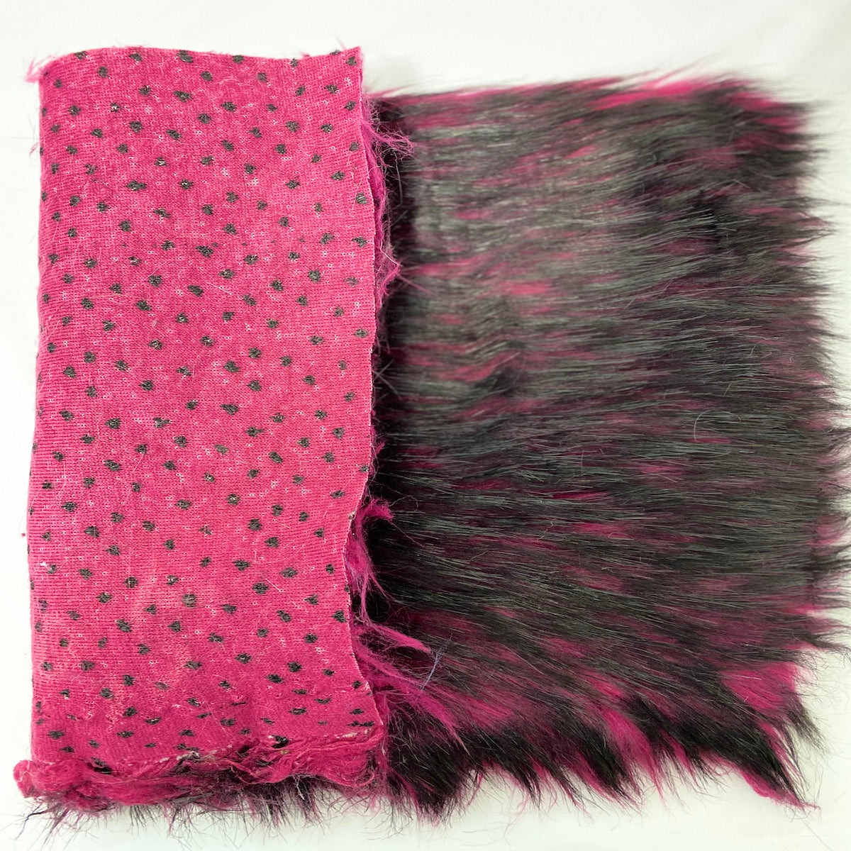 Fuchsia Black Husky Print Long Pile Shaggy Faux Fur Fabric - Fashion Fabrics LLC