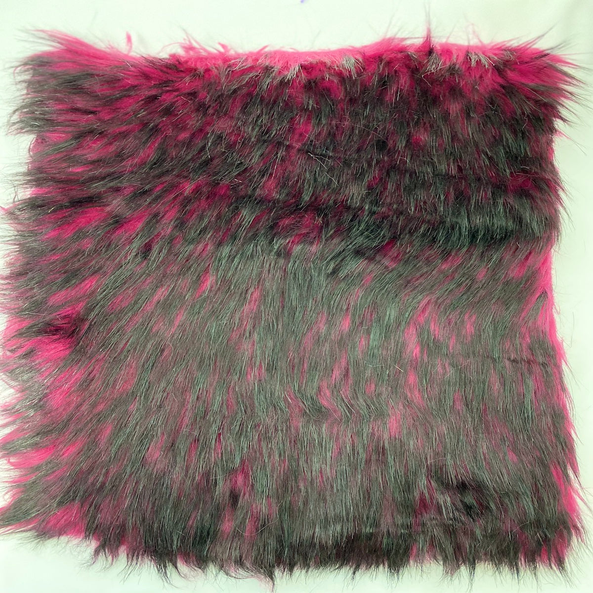 Fuchsia Black Husky Print Long Pile Shaggy Faux Fur Fabric - Fashion Fabrics LLC