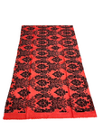Red | Black Damask Flocking Velvet Taffeta Fabric
