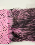 Light Pink Black Husky Print Long Pile Shaggy Faux Fur Fabric - Fashion Fabrics LLC