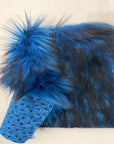 Royal Blue Black Husky Print Long Pile Shaggy Faux Fur Fabric - Fashion Fabrics LLC