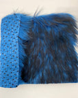 Royal Blue Black Husky Print Long Pile Shaggy Faux Fur Fabric - Fashion Fabrics LLC