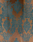 Marrón | Tela de tafetán de terciopelo flocado damasco azul agua