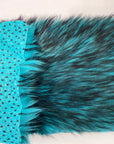 Turquoise Blue Black Husky Print Long Pile Shaggy Faux Fur Fabric - Fashion Fabrics LLC