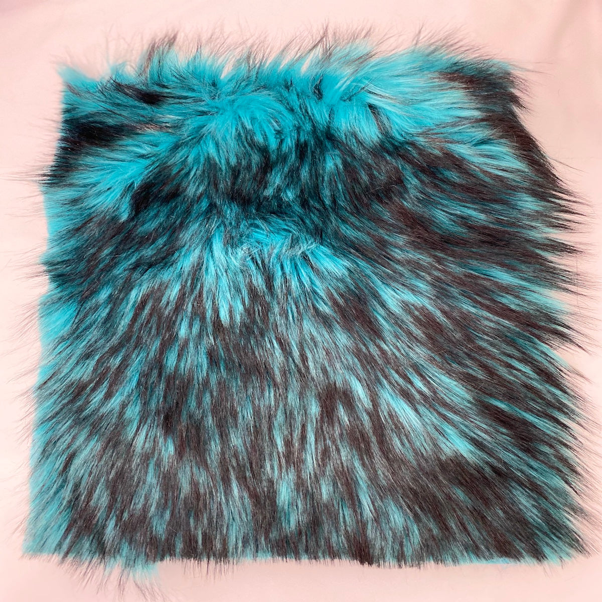 Turquoise Blue Black Husky Print Long Pile Shaggy Faux Fur Fabric - Fashion Fabrics LLC