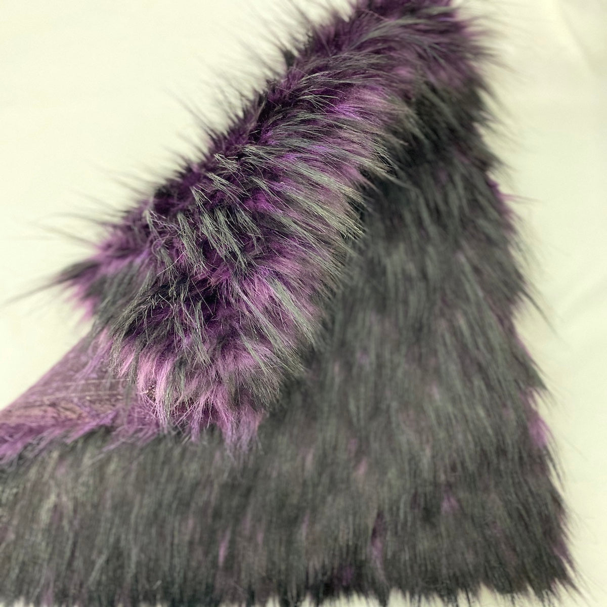 Plum Purple Black Husky Print Long Pile Shaggy Faux Fur Fabric - Fashion Fabrics LLC