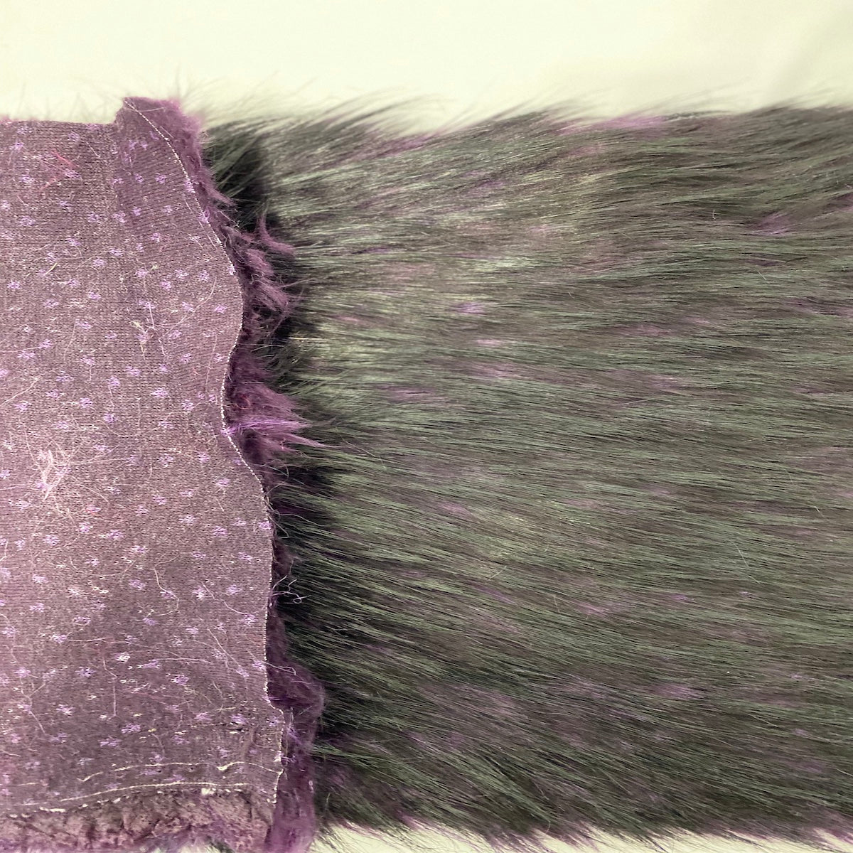 Plum Purple Black Husky Print Long Pile Shaggy Faux Fur Fabric - Fashion Fabrics LLC