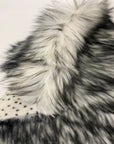 White Black Husky Print Long Pile Shaggy Faux Fur Fabric - Fashion Fabrics LLC