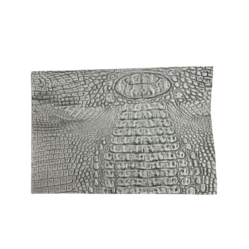 Cement Gray | Black Mugger Two Tone Gator Faux Leather Vinyl Fabric