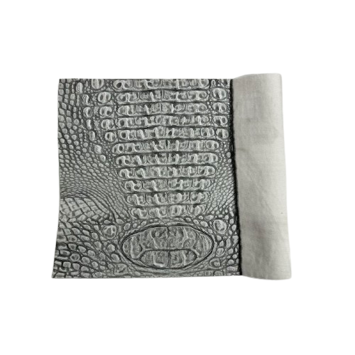 Cement Gray | Black Mugger Two Tone Gator Faux Leather Vinyl Fabric