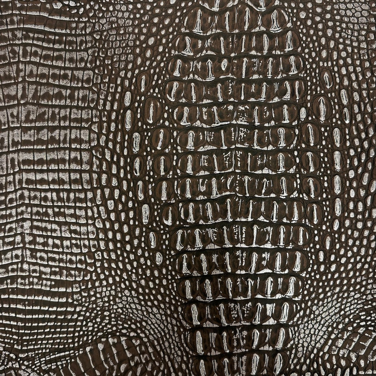 Brown | Silver Mugger Two Tone Gator Faux Leather Vinyl Fabric