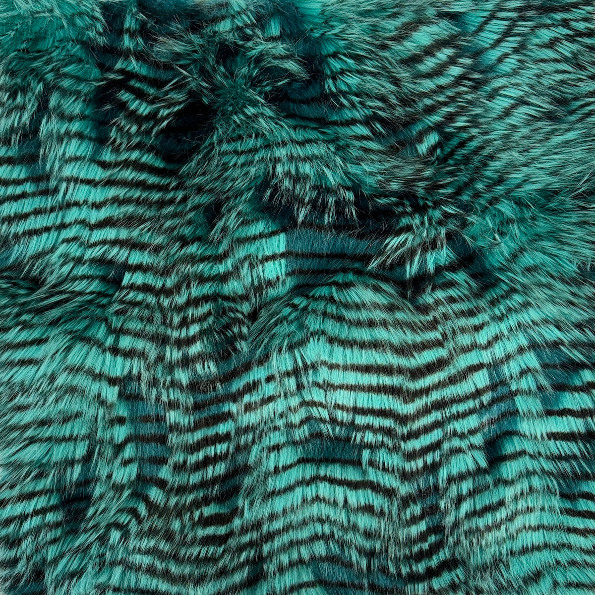 Turquoise Blue Porcupine Feather Faux Fur Fabric