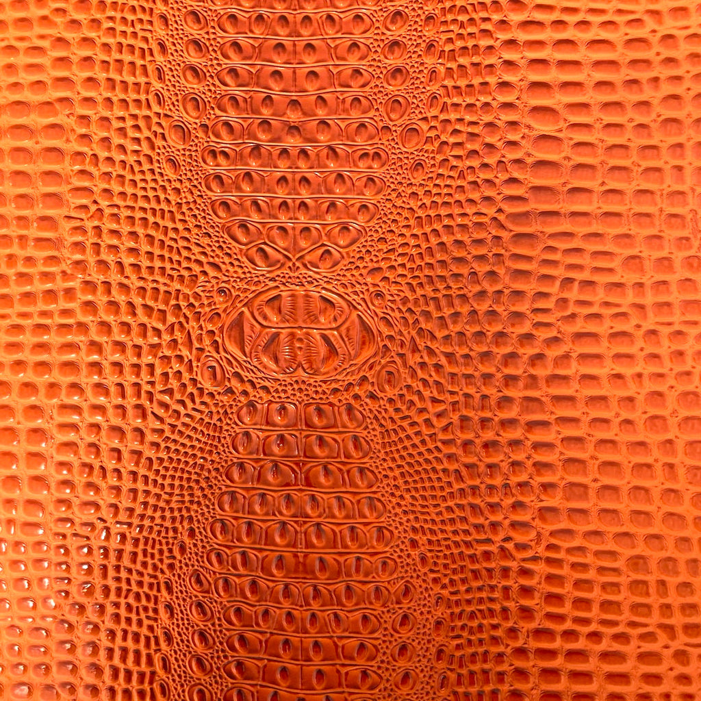 Faux Gator Print Vinyl Fabric - Orange - High Quality Faux Animal Skin Vinyl Sold by Yard main image 1