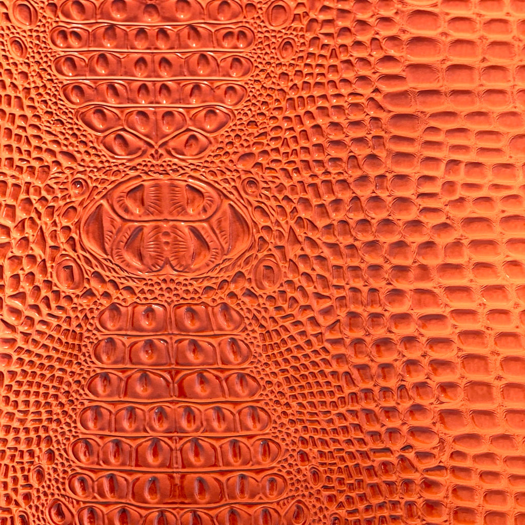Faux Gator Print Vinyl Fabric - Orange - High Quality Faux Animal Skin Vinyl Sold by Yard main image 0