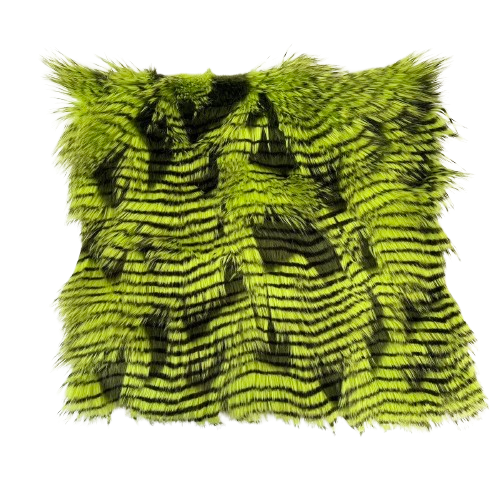 Lime Green Porcupine Feather Faux Fur Fabric